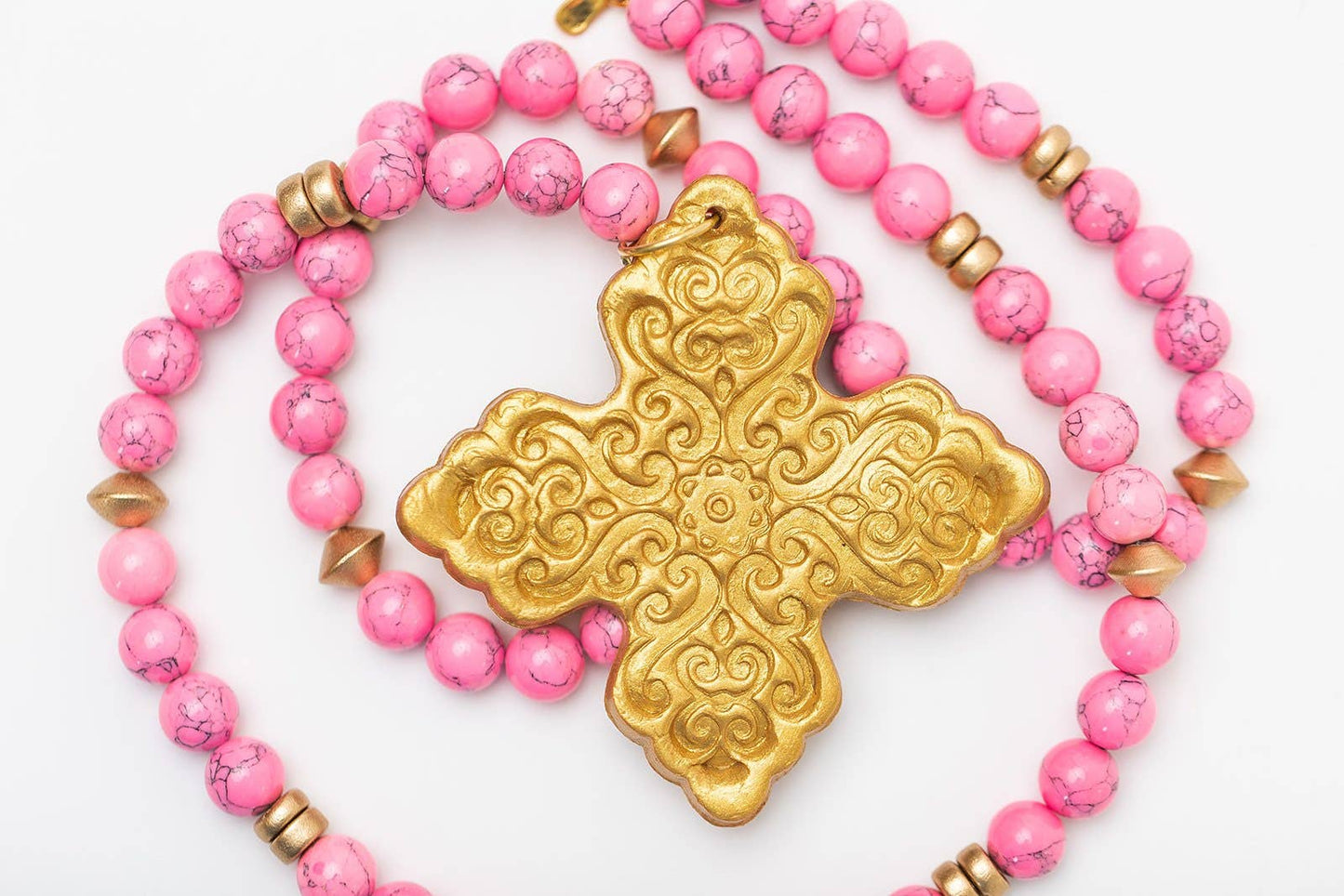 Hidden Truth Jewelry - Bright Pink Jade with Lydia Cross