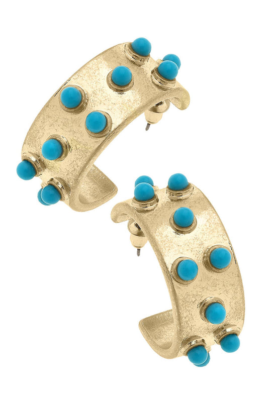 Yellowstone Turquoise Studded Hoop Earrings