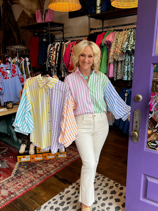 The "Bright and Breezy" Blouse- Yellow Combo