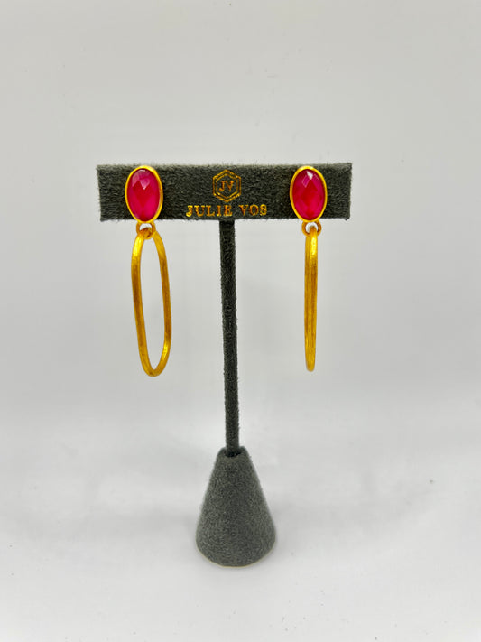 Julie Vos Ivy Statement earring Iridescent Raspberry