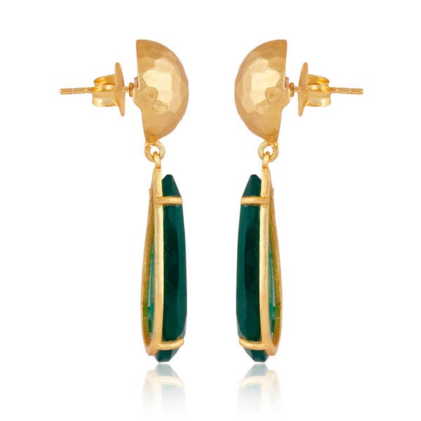 Christina Greene - Ocean Tide Drop Earrings - Green Onyx