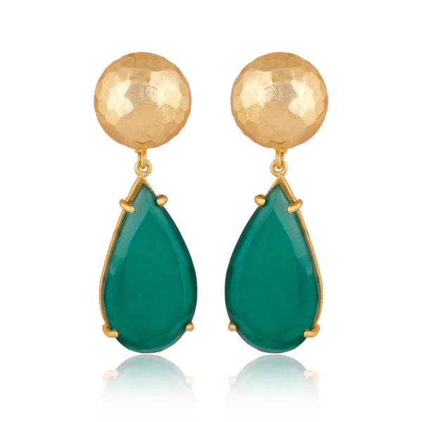 Christina Greene - Ocean Tide Drop Earrings - Green Onyx