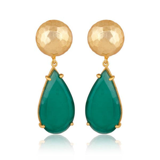 Christina Greene - Ocean Tide Drop Earrings - Green Onyx