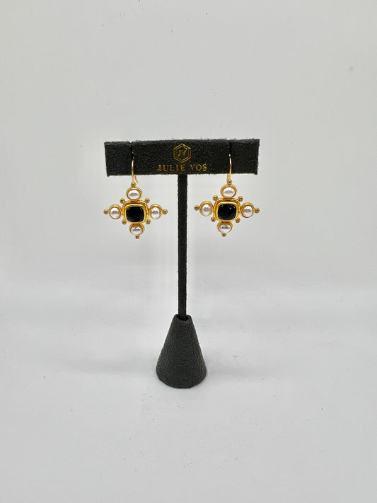 Julie Vos Tudor Earrings- Obsidian Black