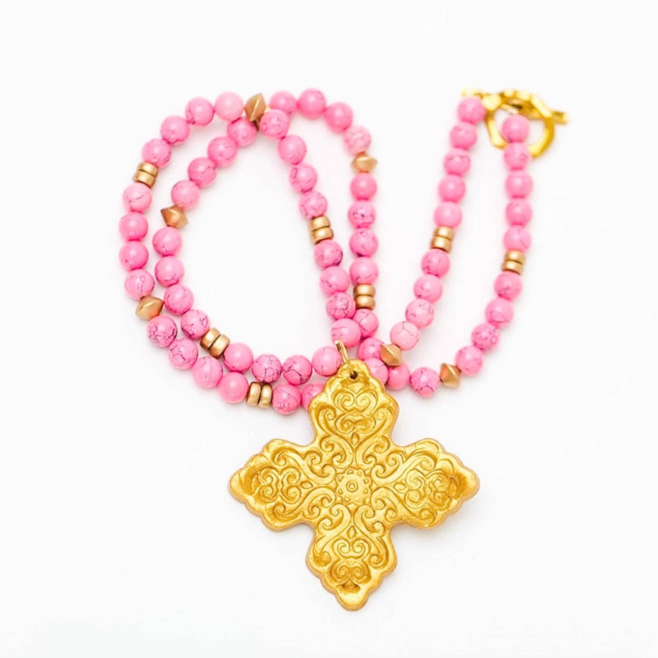 Hidden Truth Jewelry - Bright Pink Jade with Lydia Cross