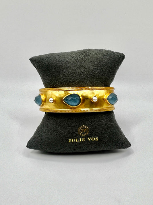 Julie Vos- Cannes Statement Hinge Bangle- Iridescent Peacock