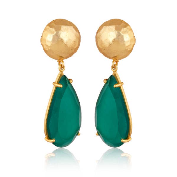 Christina Greene - Ocean Tide Drop Earrings - Green Onyx