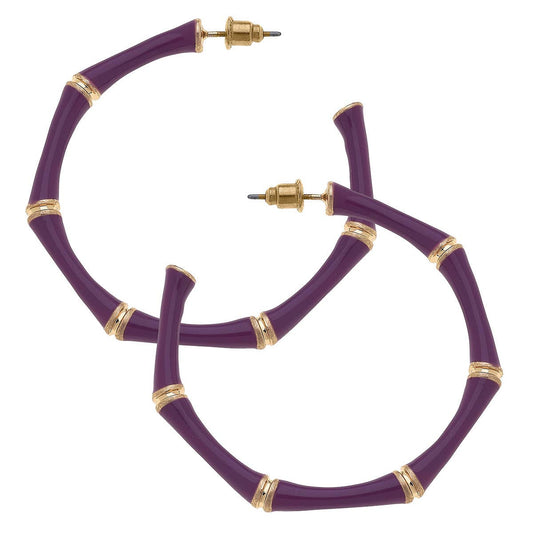 Celeste Enamel Bamboo Hoop Earrings