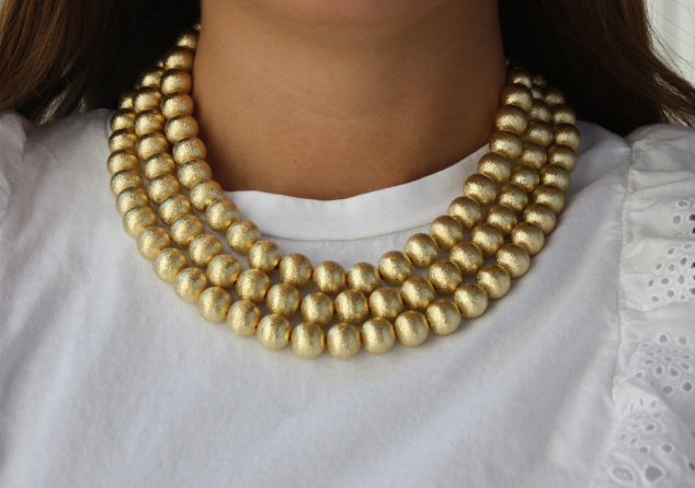 Brushed Metal Bead Necklace