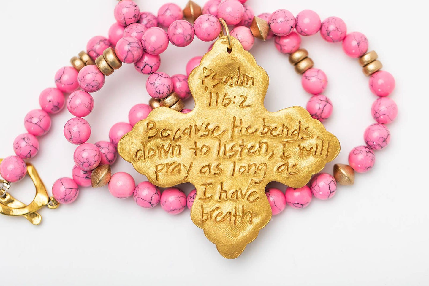 Hidden Truth Jewelry - Bright Pink Jade with Lydia Cross