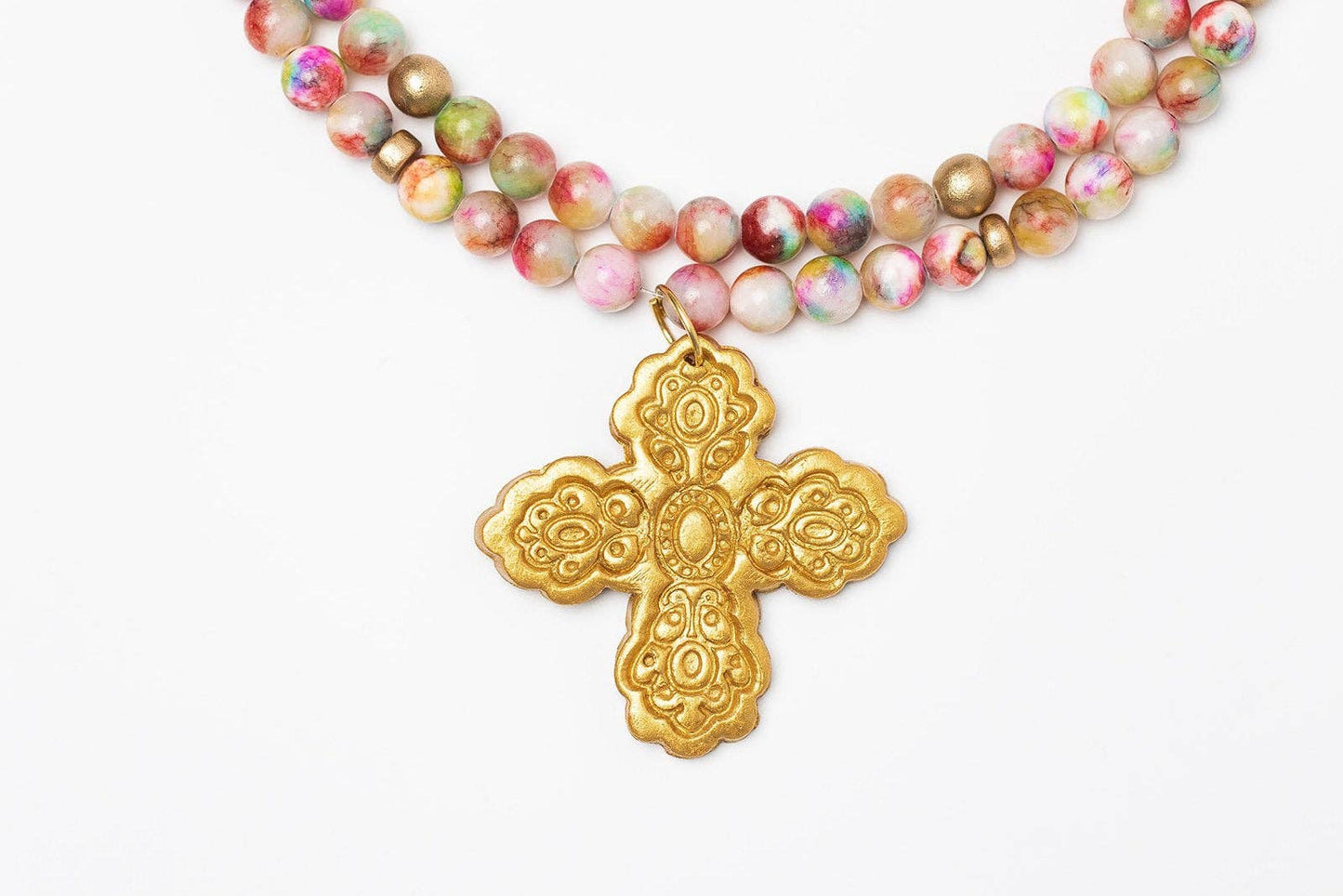 Pink Candy Jade Double Strand with Susie Cross