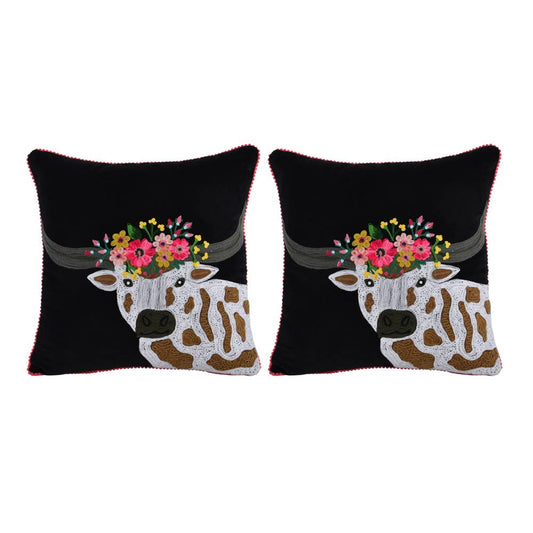 Karma Living Longhorn Nightlife Velvet Pillow