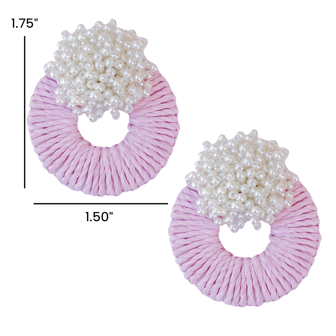 Mia Raffia Earrings | Light Pink