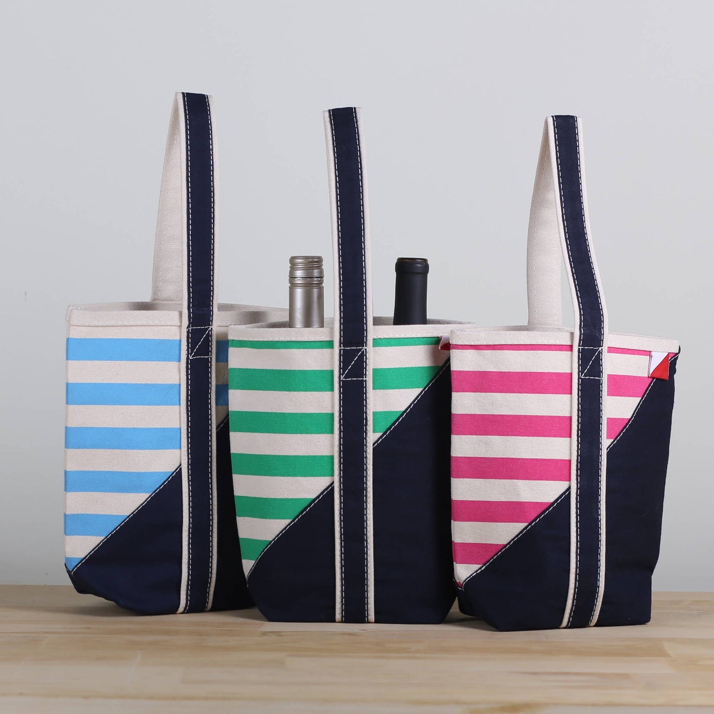 ShoreBags - Contemporary Double Bottle Canvas Wine Gift Bag in Stripes