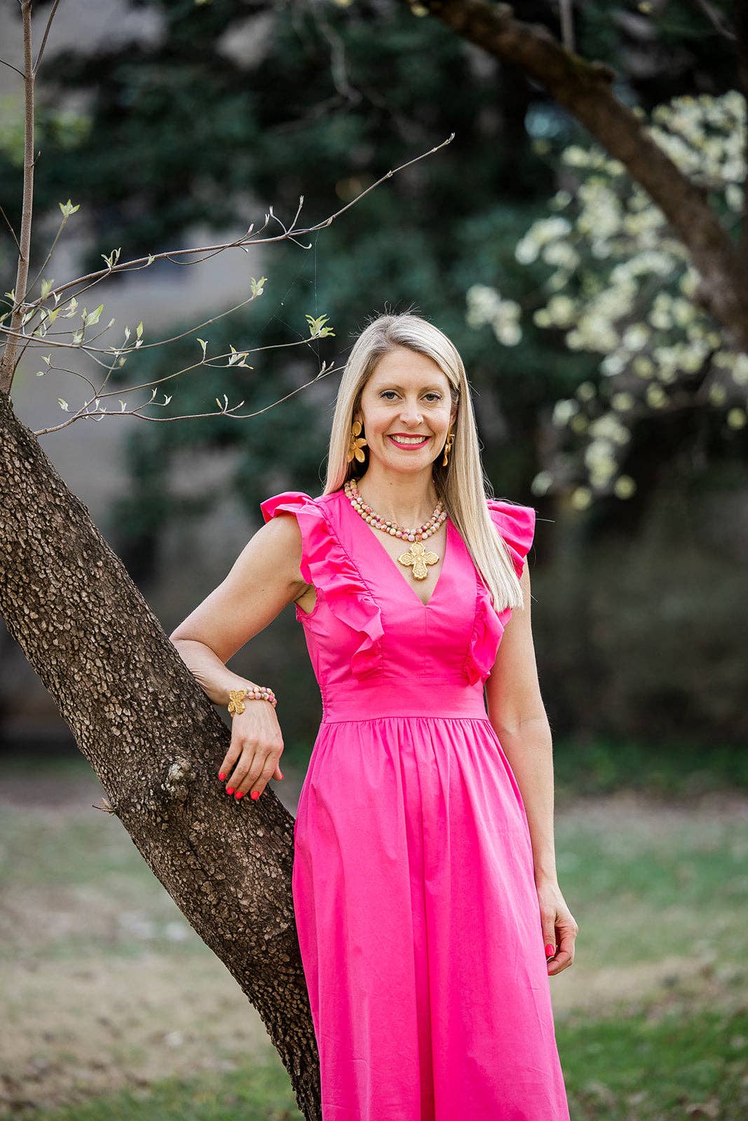 Pink Candy Jade Double Strand with Susie Cross