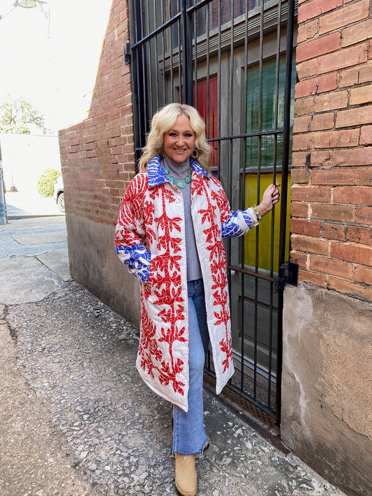 Vintage Flower Puffer Coat