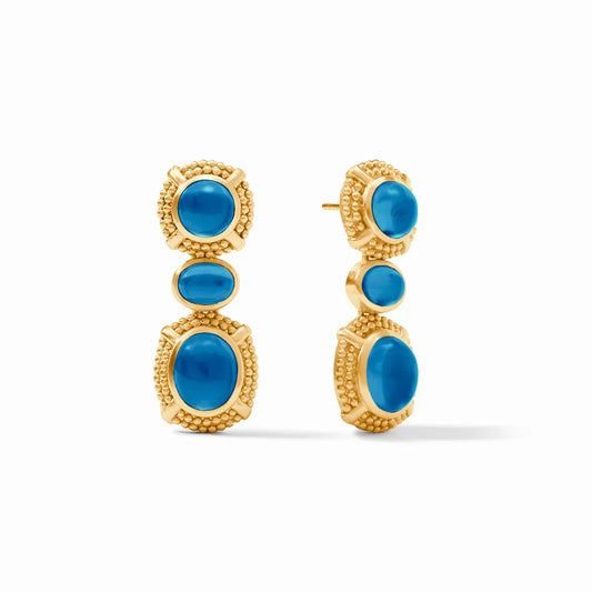 Julie Vos Cabochon Statement Earrings- Iridescent London Blue