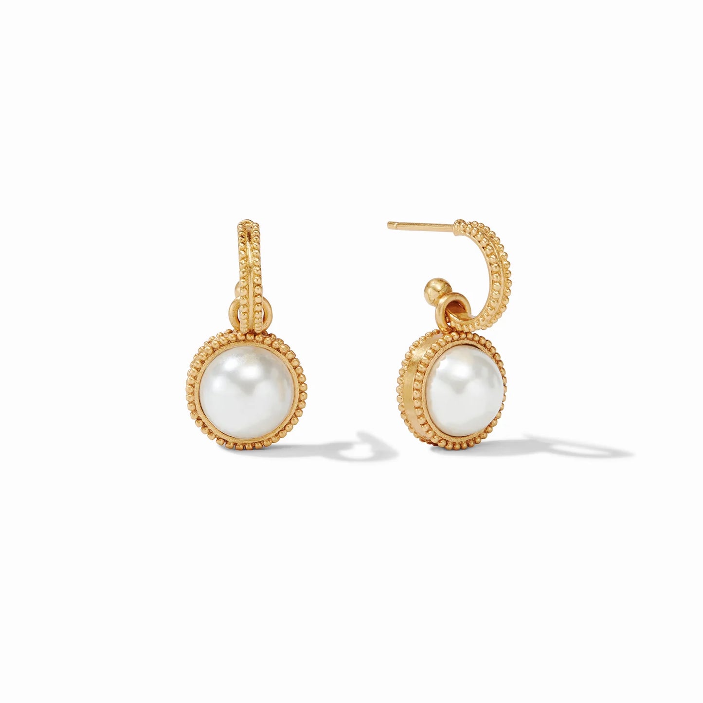 Julie Vos Fleur De Lis Hoop and Charm Earring- Pearl