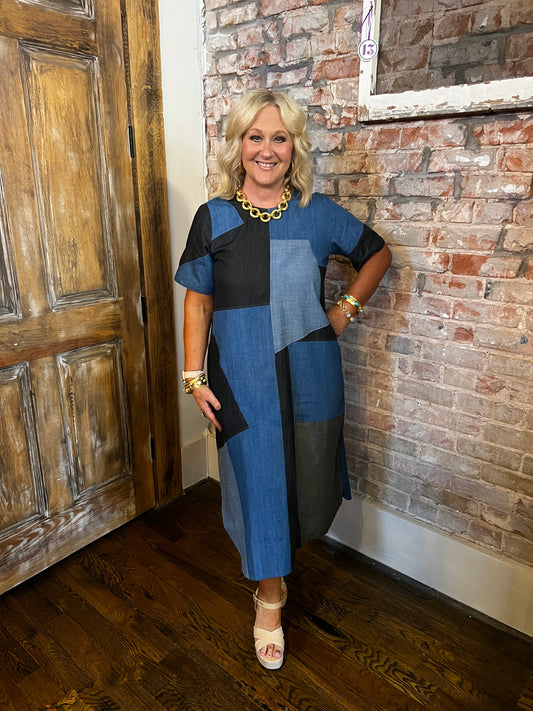 Uncle Frank Patterned Denim midi Dress