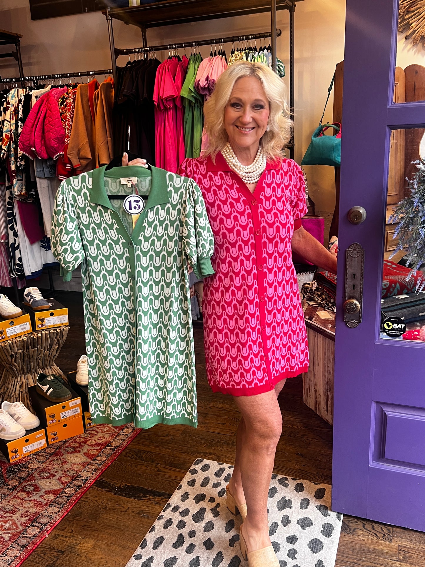 The "Vintage Squiggle" Dress- Green