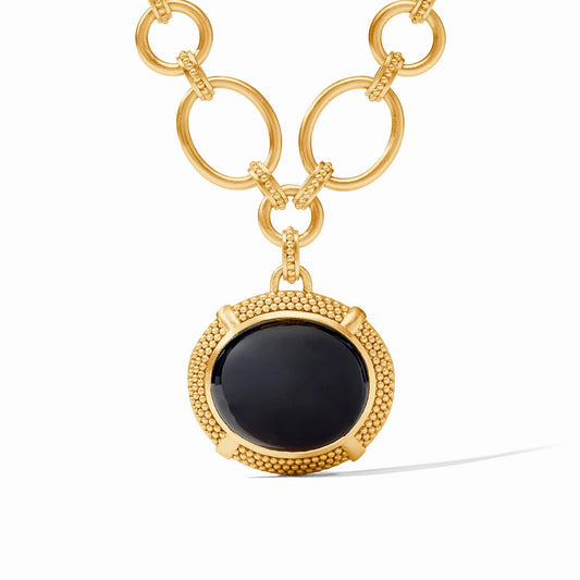 Julie Vos Cabochon Statement Necklace- Obsidian Black