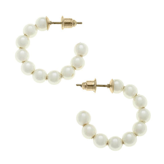 Demi Pearl Hoop Earrings in Ivory