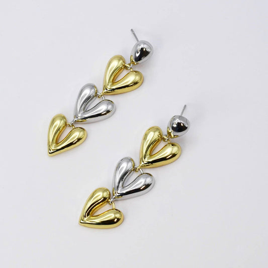 Two Tone Love Drop Earrings