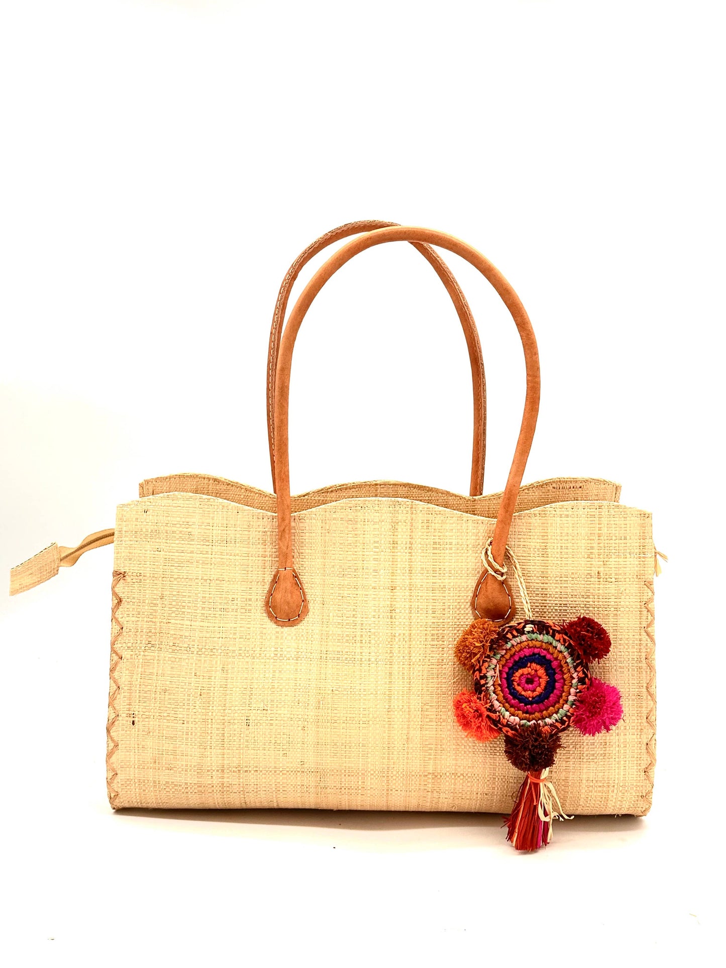 Habiba Straw Handbag with Tassel Dreamcatcher Embellishment