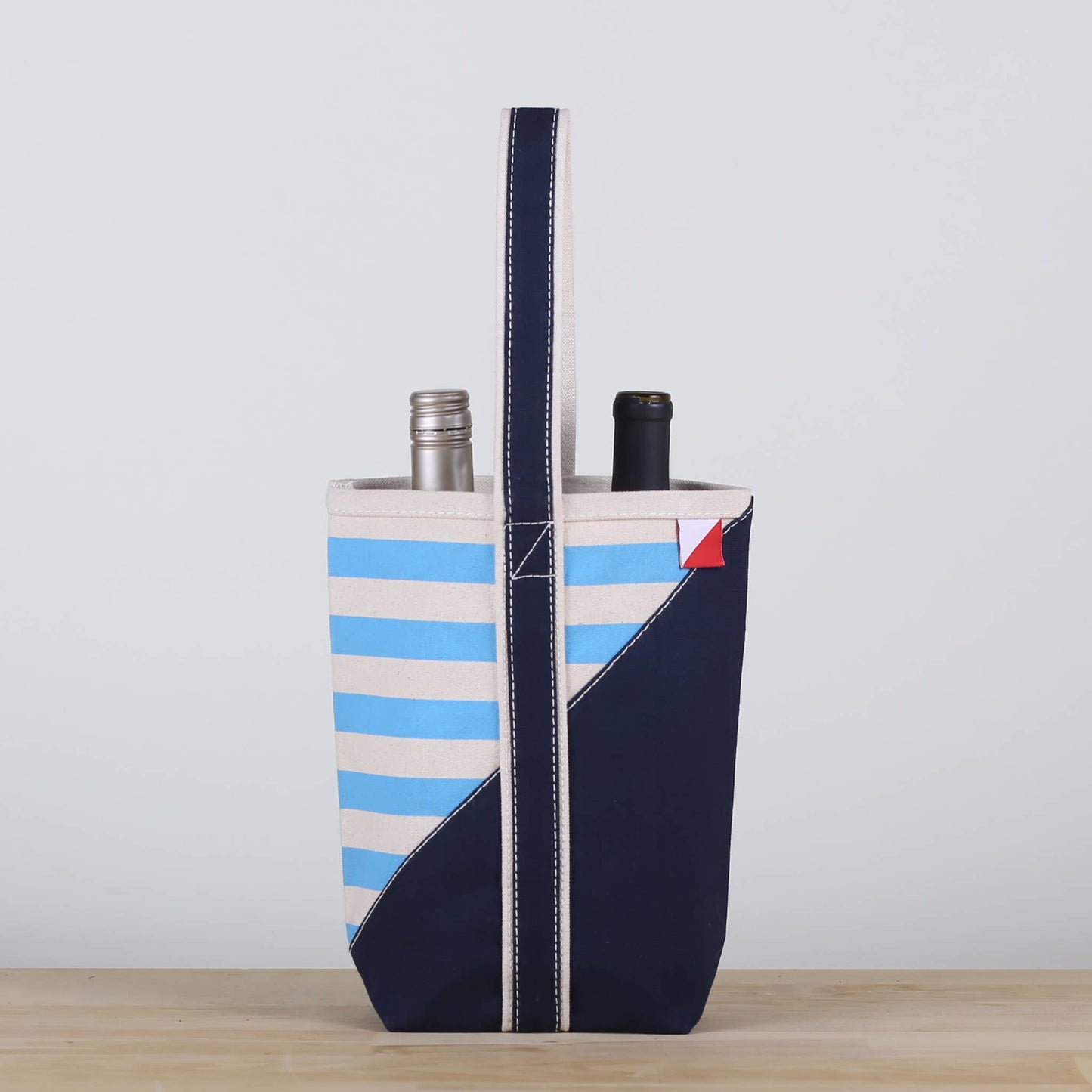 ShoreBags - Contemporary Double Bottle Canvas Wine Gift Bag in Stripes