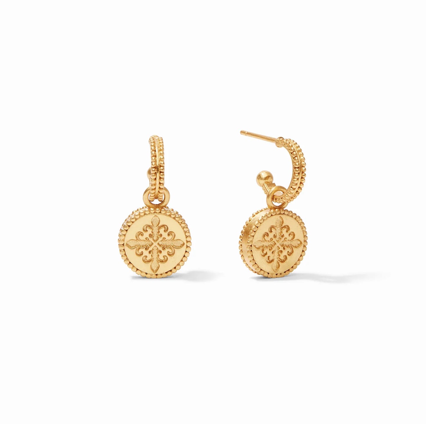 Julie Vos Fleur De Lis Hoop and Charm Earring- Pearl