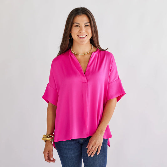 Caryn lawn "Elizabeth" Top Hot Pink