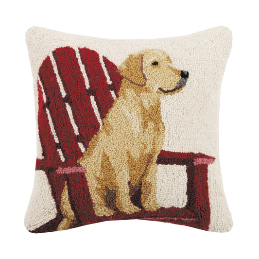 Retriever Dog With Adirondack Hook Pillow