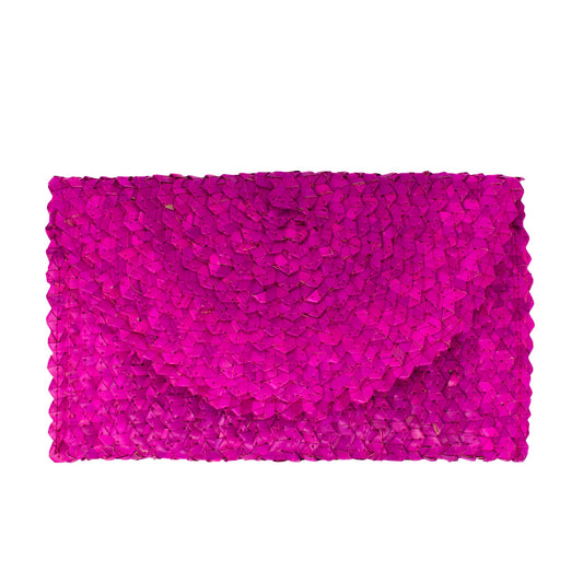 Lizzie Straw Grass Clutch - Azalea Pink