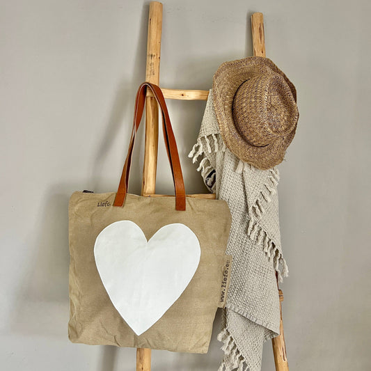 Hand Painted Heart Shopper Bag